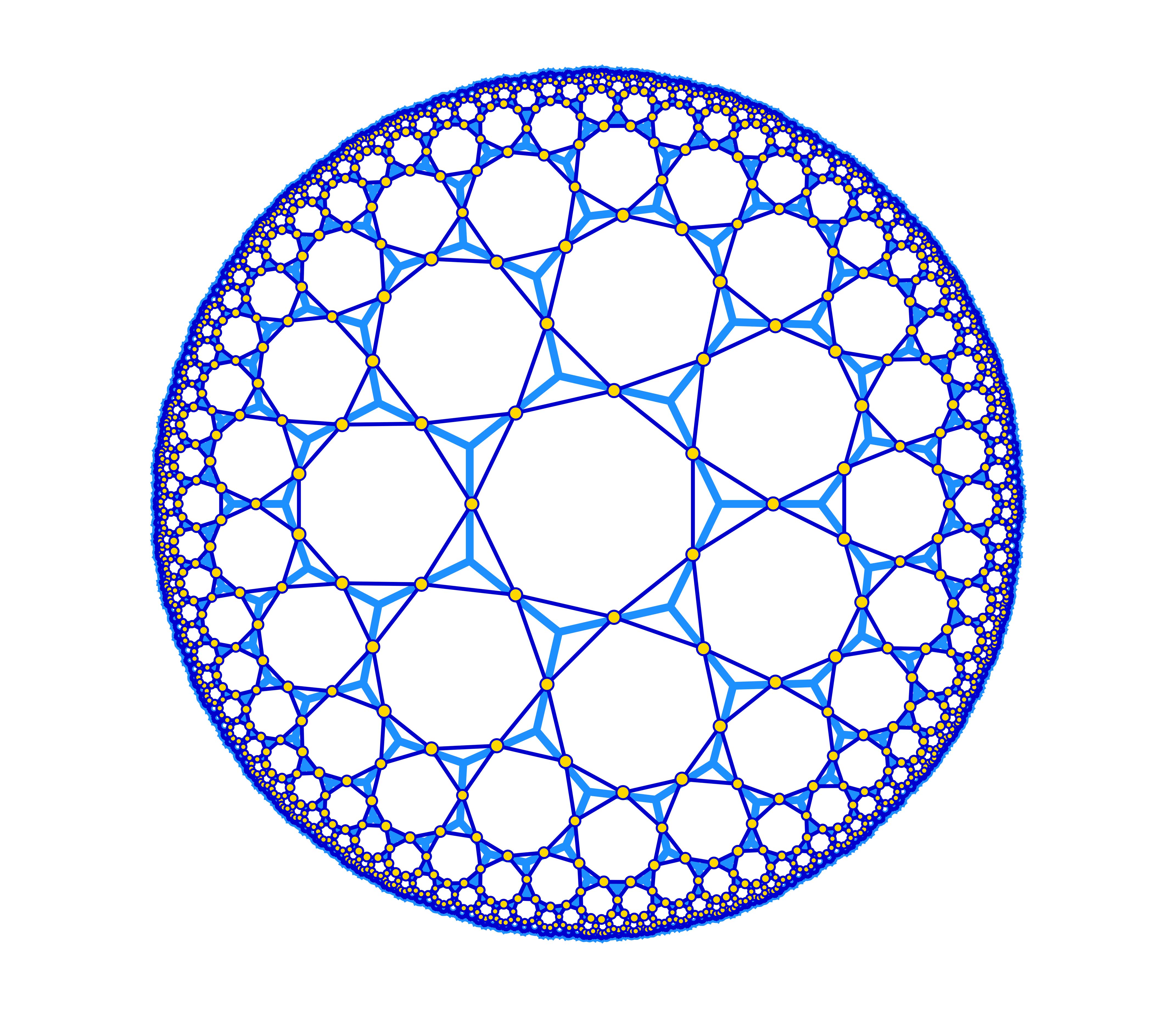 Circular tiling pattern of seven-sided polygons