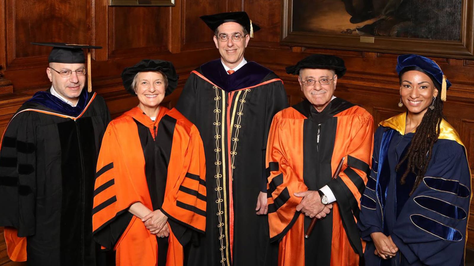 Award winners pose with Princeton President Christopher L. Eisgruber