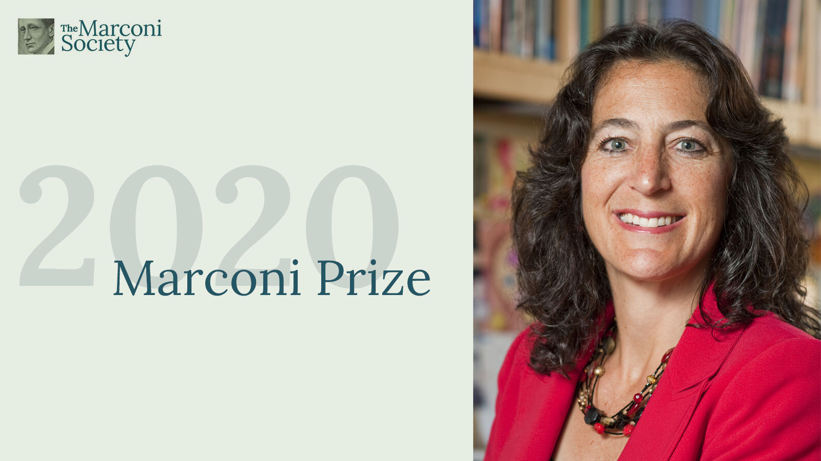 portrait photo with text "2020 Marconi Prize"