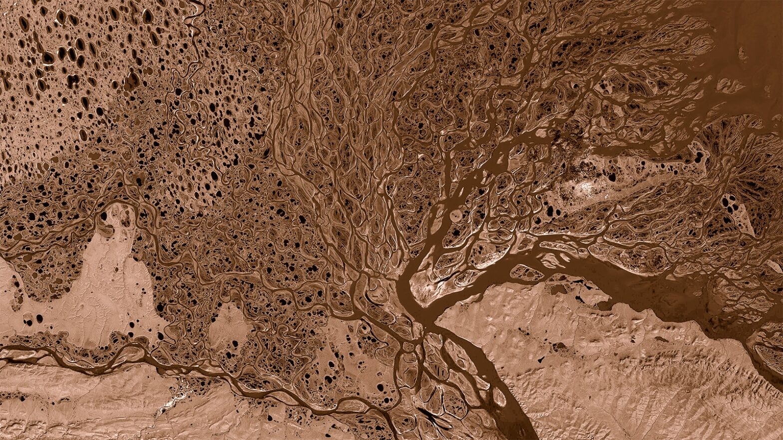 Aerial image of river delta