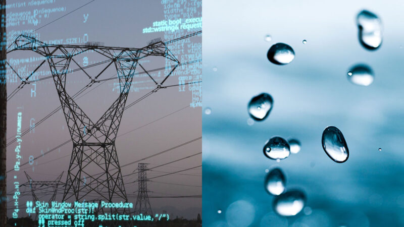 image of power grid and water bubbles