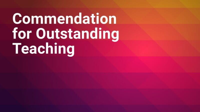 Prismatic graphic with words "Commendation for Outstanding Teaching"