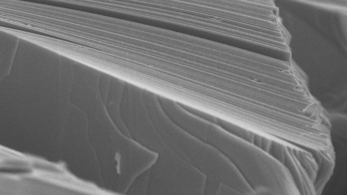 grayscale microscope image of ultra-thin material layers