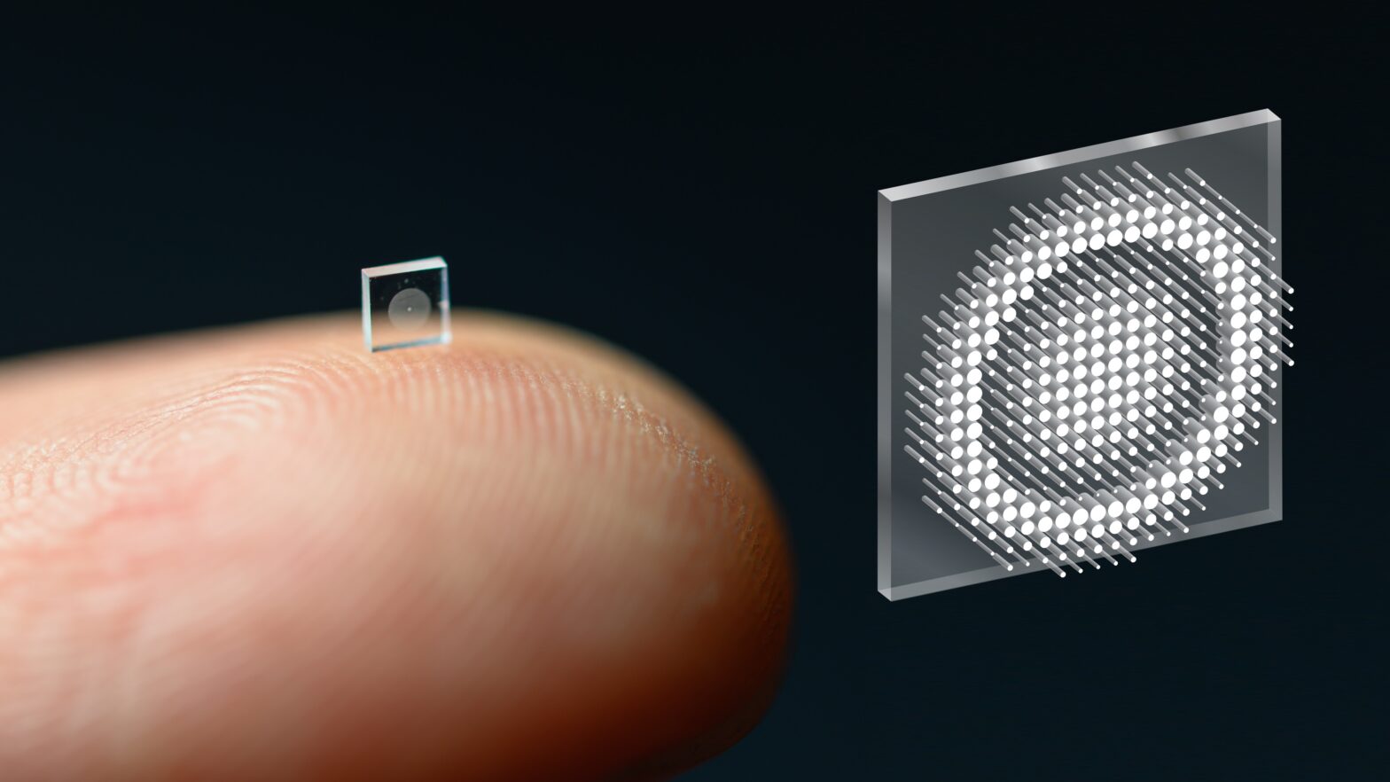 Chip-like camera on fingertip