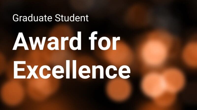 Card with words: Graduate Student Award for Excellence.