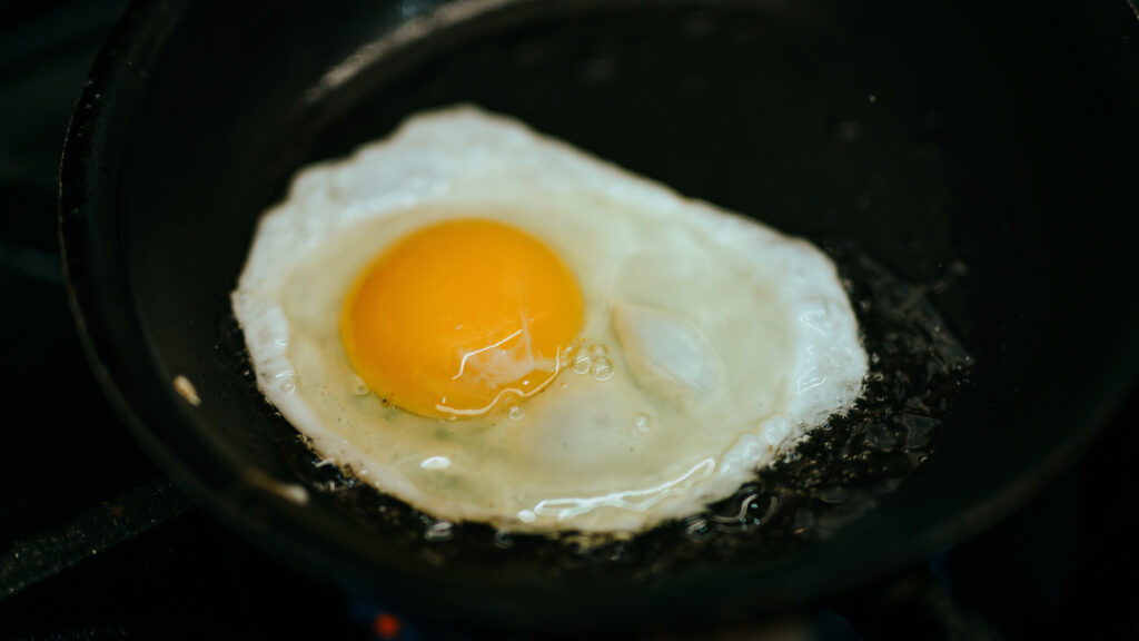 Egg frying in a pan