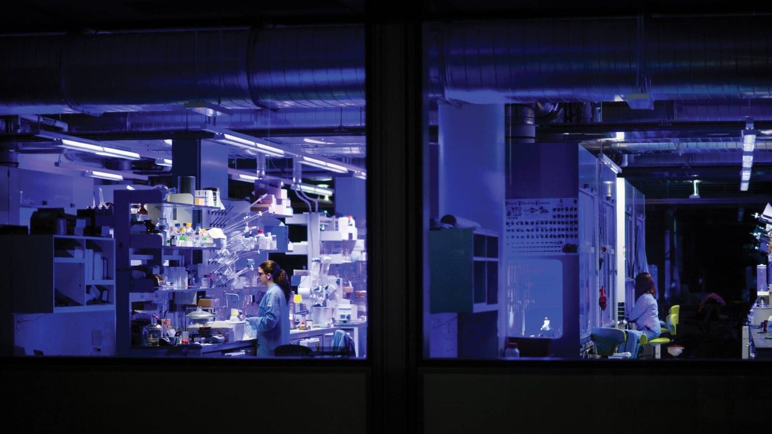 Late at night in Princeton's Frick Chemistry Laboratory, blue LED lights work overtime to catalyze new chemical reactions.