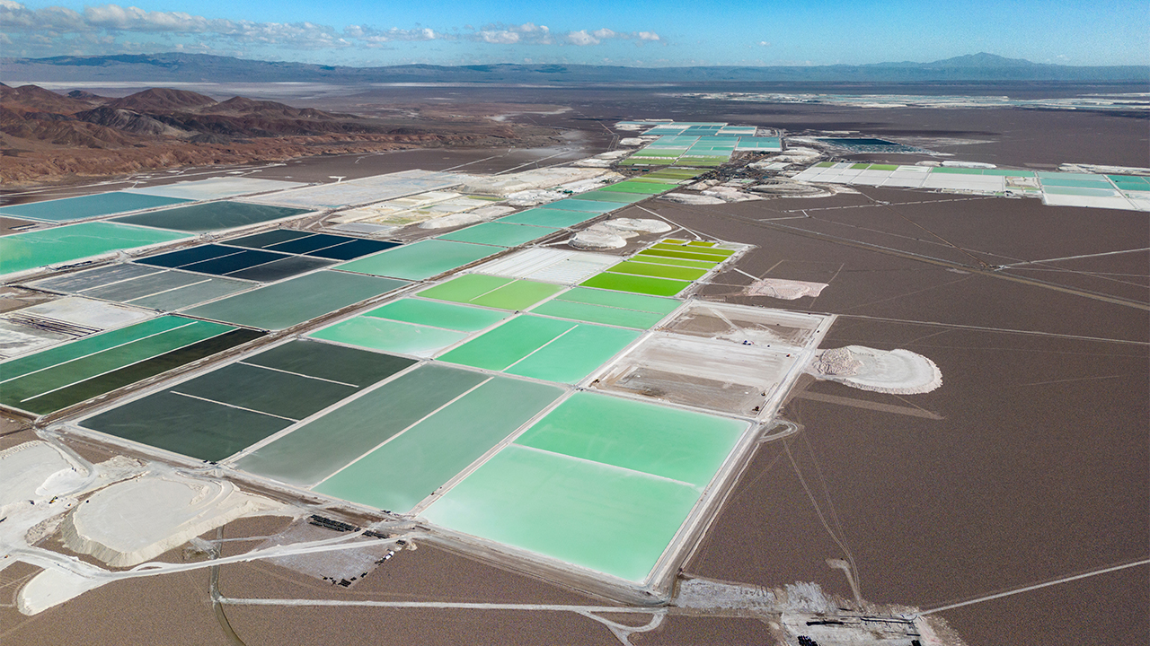 Sprawling evaporation pond operation in Chile.