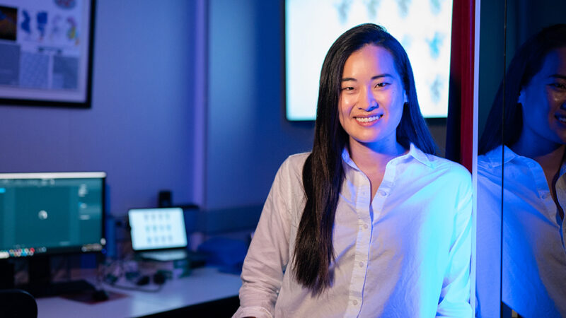 Ellen Zhong in a computer lab
