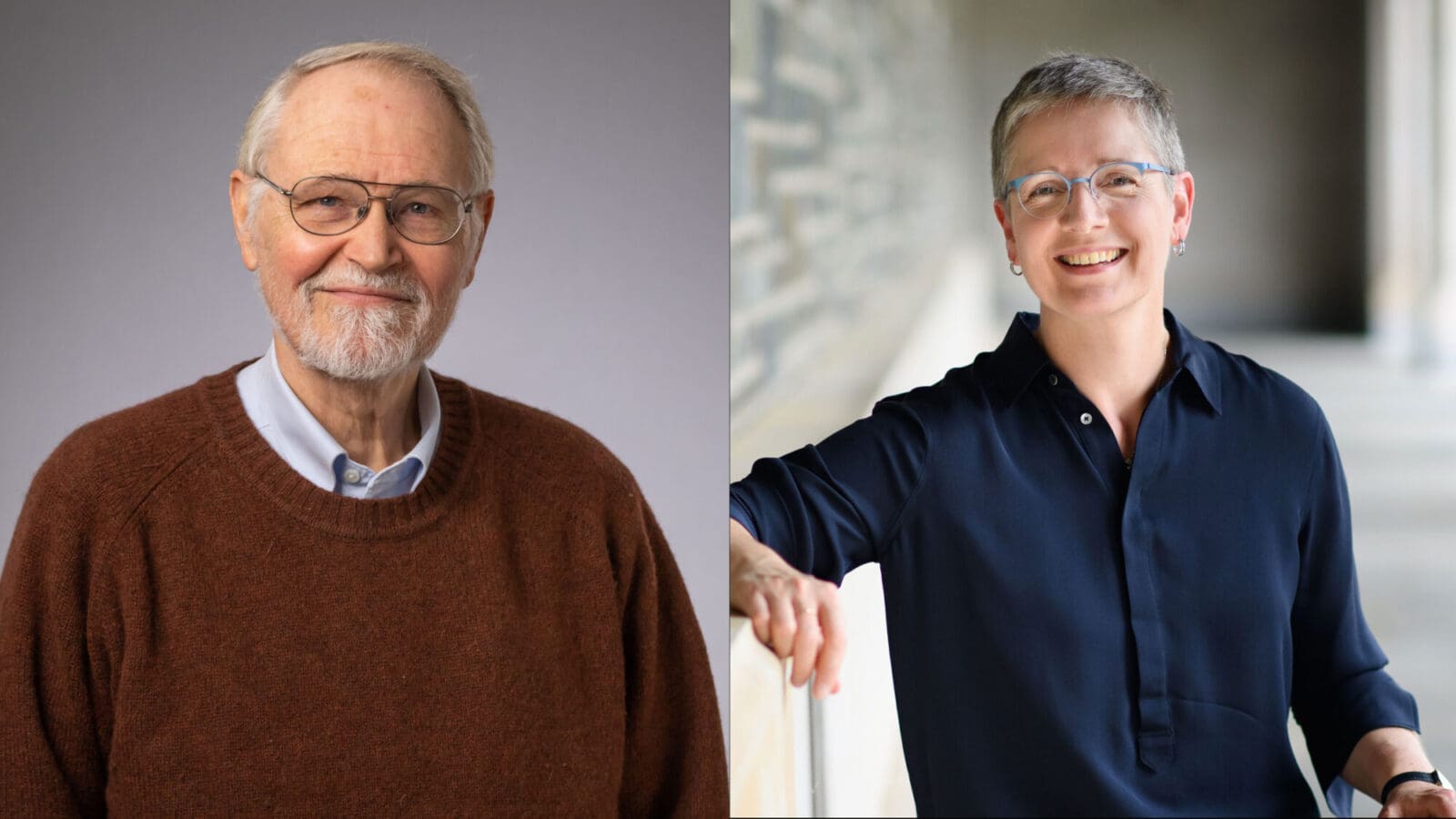 Brian Kernighan, left, and Claire Gmachl, right