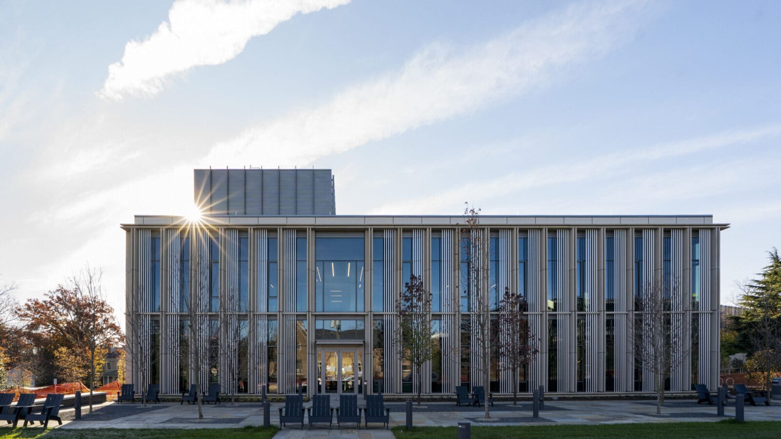 Northern entrance of Princeton's Sarofim Pavilion.