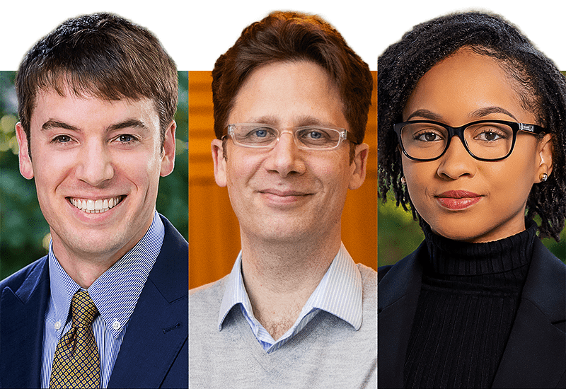 Head shots of Jonathan Conway, Tom Griffiths and Jerelle Joseph.