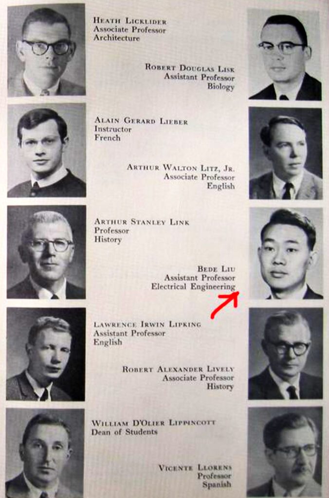 Two columns of black and white faculty yearbook photos with men's names and titles.