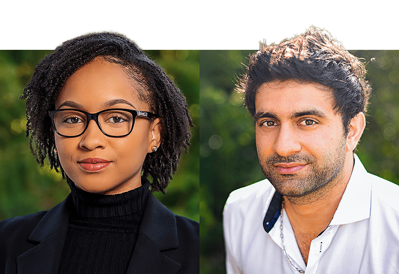 Portraits of Jerelle Joseph and Amir Ali Ahmadi.