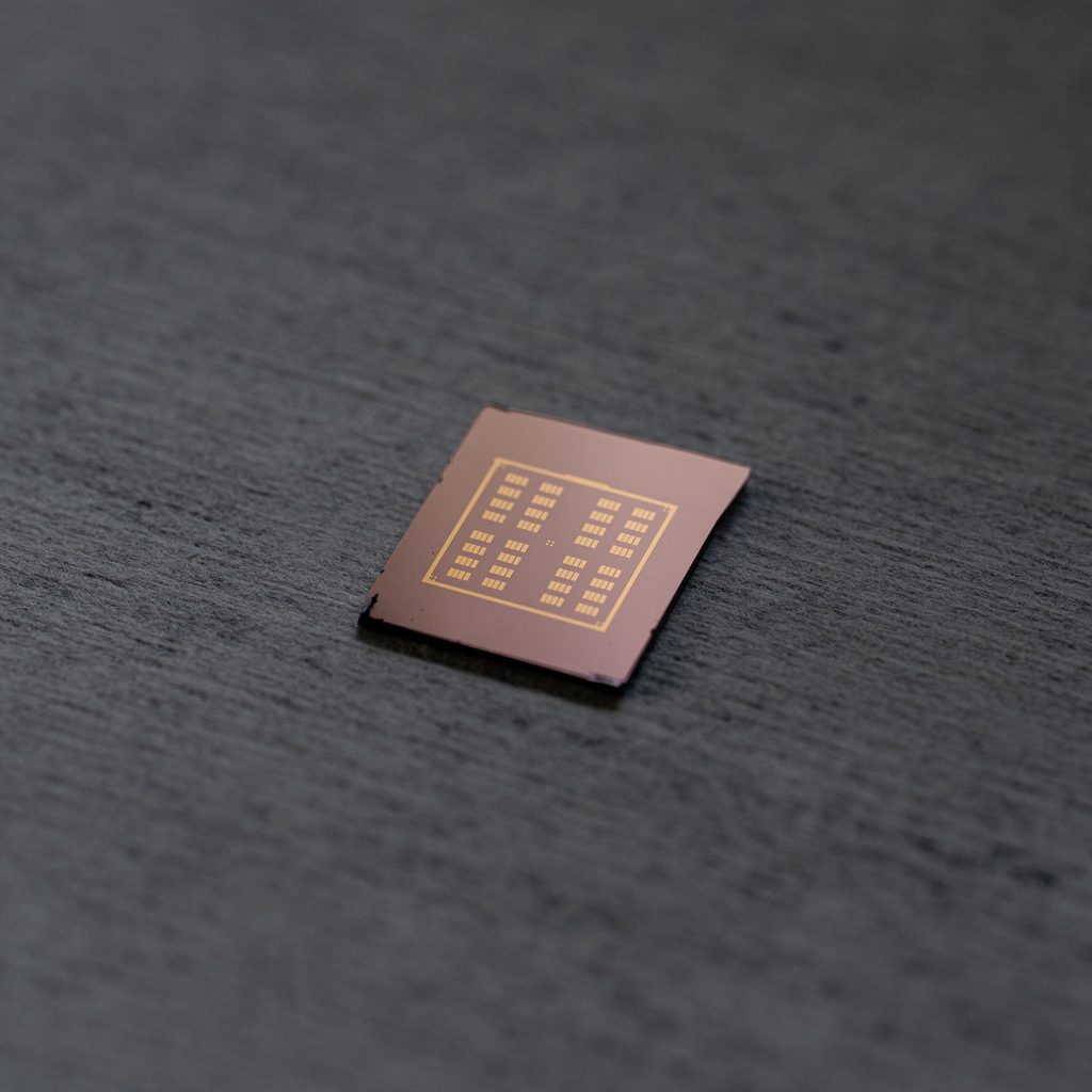 A one inch square piece of semiconductor.