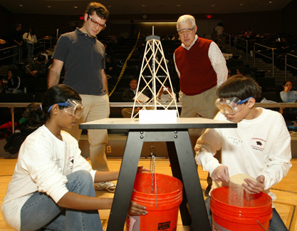 Members of West Windsor-Plainsboro's Community Middle School team at Tower Building competition